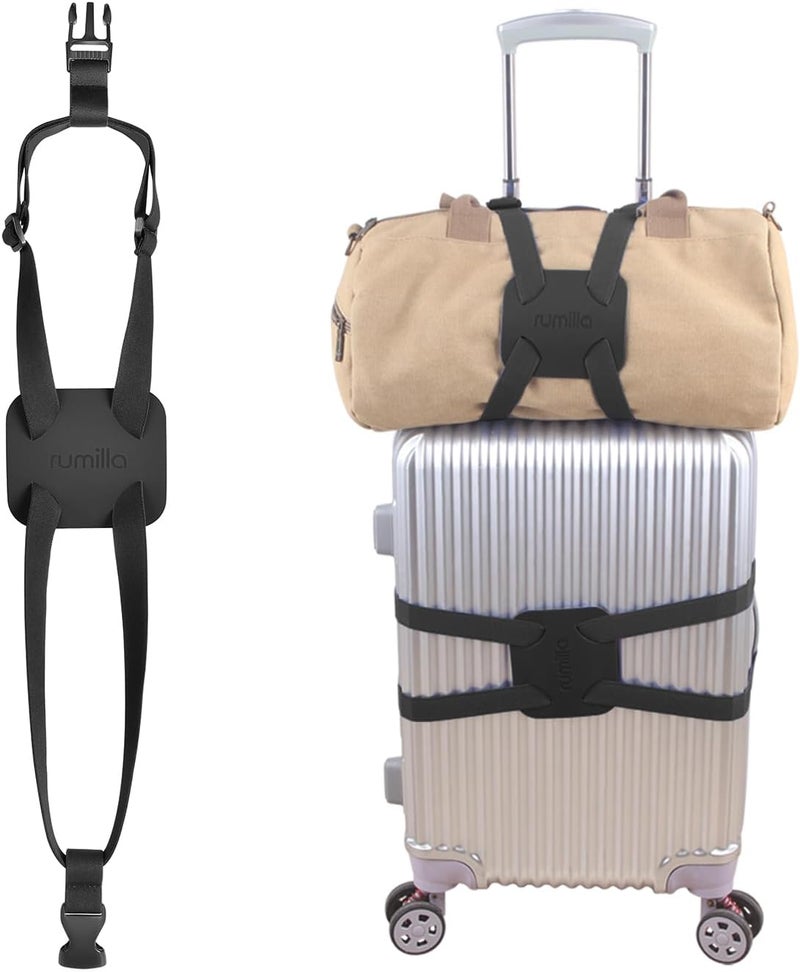 RUMILLA Luggage Straps Bag Bungees for Add a Bag Easy to Travel Suitcase Elastic Strap Belt (Black Luggage strap-1PCS) - Image 1